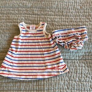 Hanna Andersson Striped Dress and Bloomers - Red, Blue, White